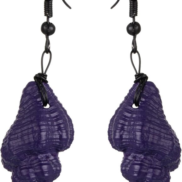 Purple Conch Seashell Earrings Dangle Costume Jewelry for Women - Picture 1 of 5